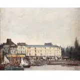 Hotel Du Cheval Blanc, Honfleur by Ian Houston, 1971, sold Jan 2023