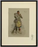 Charles Johnson Payne, Jock, with blindstamp and printed remarque