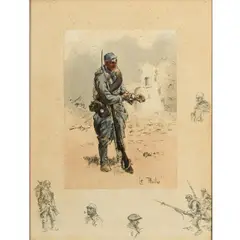 Charles Johnson Payne, Le Poilu, with blindstamp and printed remarques