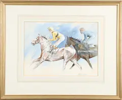 Phillip Sanders, - Horse Racing Watercolour, A watercolour titled 'Stormy Weather'