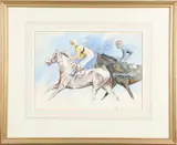 Phillip Sanders, - Horse Racing Watercolour, A watercolour titled 'Stormy Weather'