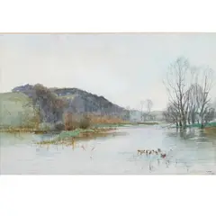 Henry Charles Fox, Ducks On A Lake, Autumn