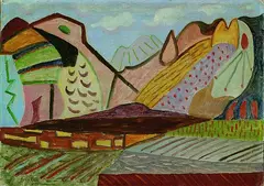 Werner Gilles, Ischialandschaft, Oil on cardboard