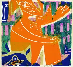 HAP Grieshaber, Tierwärter, Woodcut printed in colours