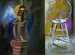 Albert Oehlen, Wenn sie nachts nicht schlafen können, liegt das nicht am Kaffee sondern am Bett, 1981, Oil on canvas