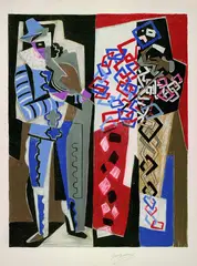 Arlecchino e pedrolino by Gino Severini, Lithograph printed in colours, sold Mar 2002