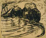 Am Wasser spielende Mädchen by Ernst Ludwig Kirchner, 1907, Lithograph, sold Mar 2002