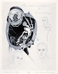 Christian Schad, 11 Bll. in: Hommage à Dada, 1976, Etching