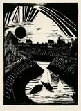 Krummer Kanal by Erich Heckel, Woodcut, sold Mar 2002