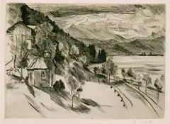 Am Walchensee by Lovis Corinth, Etching, sold Mar 2002
