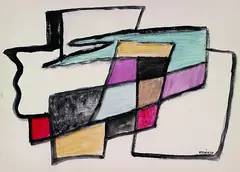Abstrakte Komposition by Lajos Kassák, 1958, Gouache, sold Mar 2002