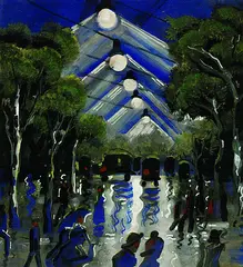 Straße am Abend by Hugo Scheiber, Gouache, sold Mar 2002