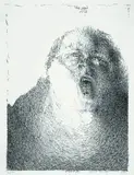Horst Janssen, Selbst singend, 1966, Lithograph