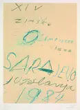 Cy Twombly, Sarajevo, Aquatint printed in colours