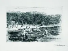 Badende Knaben by Max Liebermann, Etching, sold Mar 2002
