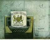 Friedrich Meckseper, Schreibmaschine, Colour etching