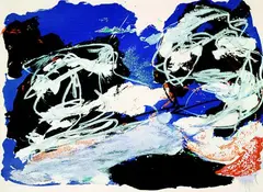 Les anges noirs by Karel Appel, Lithograph printed in colours, sold Mar 2002