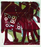 HAP Grieshaber, Kamel mit Schabracke, Woodcut printed in colours