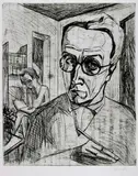 Fritz Schaefler, Selbstbildnis mit Vera, Etching