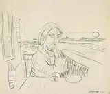 Friedrich Karl Gotsch, Dame auf der Terrasse am Meer