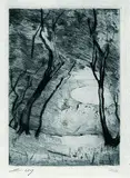 Lesser Ury, Blick auf einen Berliner See, Etching