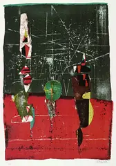 Abstrakte Komposition by Johnny Friedlaender, Colour etching, sold Mar 2002