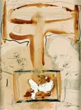 Volker Stelzmann, Frühstück zu zweit, 1985, Mixed media