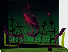 Bühnenbildentwurf - Segelschiffe by Mac Zimmermann, Gouache, sold Mar 2002
