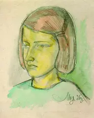 Portrait Ruth Maetzel by Emil Maetzel, Pencil drawing, sold Mar 2002