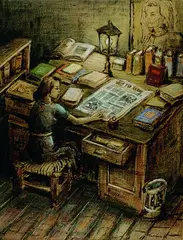 Hans Tombrock, Lesendes Mädchen, Mixed media