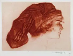 Max Brüning, Frau mit Turban, Aquatint