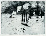 Emil Nolde, Hamburg, Schiff im Dock, 1910, Etching