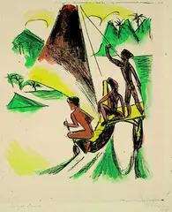 Max Pechstein, Palau IV (Auslegerboot), 1918, Lithograph