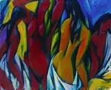 Herbert Vogt, Figurengruppe II, Oil on jute