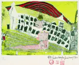 Friedensreich Hundertwasser, Mädchenfund im Gras, Colour etching