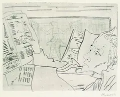 Lesende by Erich Heckel, Etching, sold Dec 2001