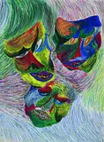 Carl-Henning Pedersen, Masken, Oil crayon