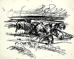 Walter Jacob, Auf Hallig Hooge, Indian ink pen drawing