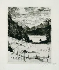 Walchensee by Lovis Corinth, Etching, sold Dec 2001