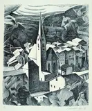 Alexander Kanoldt, Kirche I (Klausen in Tirol), Lithograph