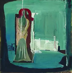 Cesar Klein, Frauenfigur auf einer Bühne, Acrylic on strong cardboard