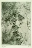 Horst Janssen, 2 Bll.: Selbst für Griffelkunst. Selbstporträt Wuschel