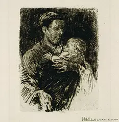 Mutter und Kind by Max Liebermann, Etching, sold Dec 2001