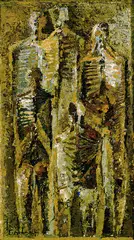 Jens Cords, Abwartend, 1964, Oil on paper mounted on wood