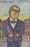 Krynicki Nikifor, Mann in violettem Anzug, Colour chalk