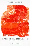 HAP Grieshaber, 3 Bll. Plakate: Galerie Rosenbach Hannover. Schwarze Figur mit Tulpen. Paar 73