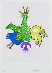 Otmar Alt, 2 Bll. Phantastische Figuren, Aquatint printed in colours