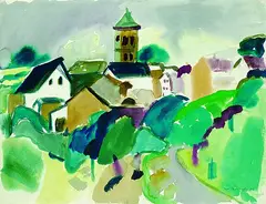 Guido Schaefer, Dorf im Taunus, Watercolour