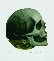 Schädel by Friedrich Meckseper, 1981, Colour etching, sold Dec 2001