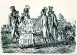 A. Paul Weber, Beim Bouquiniste am Quai Voltaire, 1961, Lithograph